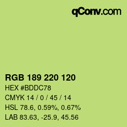Color code: RGB 189 220 120 | qconv.com