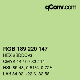 カラーコード: RGB 189 220 147 | qconv.com