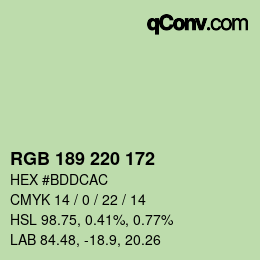 Código de color: RGB 189 220 172 | qconv.com
