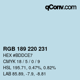 Farbcode: RGB 189 220 231 | qconv.com