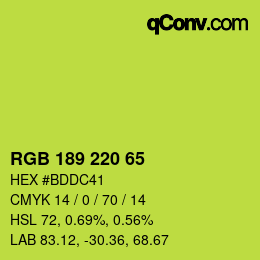Color code: RGB 189 220 65 | qconv.com