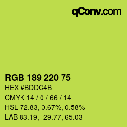 Color code: RGB 189 220 75 | qconv.com