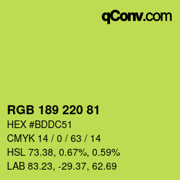 颜色代码: RGB 189 220 81 | qconv.com