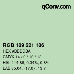 カラーコード: RGB 189 221 186 | qconv.com