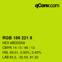 Color code: RGB 189 221 8 | qconv.com