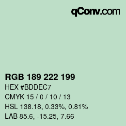 カラーコード: RGB 189 222 199 | qconv.com