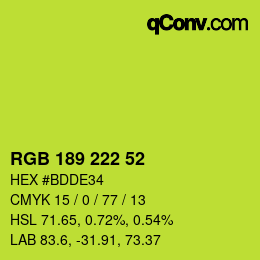 Color code: RGB 189 222 52 | qconv.com