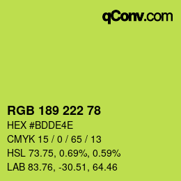 Color code: RGB 189 222 78 | qconv.com