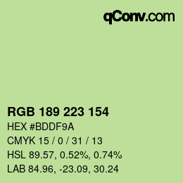 Farbcode: RGB 189 223 154 | qconv.com