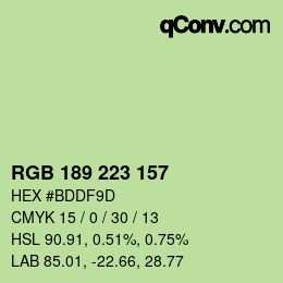 Code couleur: RGB 189 223 157 | qconv.com