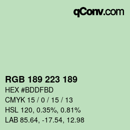 カラーコード: RGB 189 223 189 | qconv.com