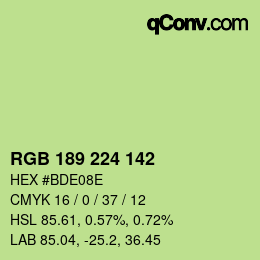 Color code: RGB 189 224 142 | qconv.com
