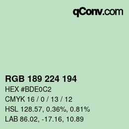 Color code: RGB 189 224 194 | qconv.com