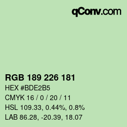 Color code: RGB 189 226 181 | qconv.com