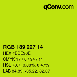 Color code: RGB 189 227 14 | qconv.com