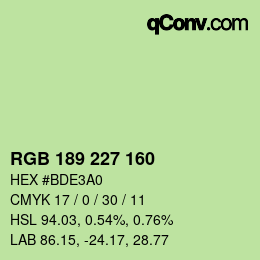 Color code: RGB 189 227 160 | qconv.com