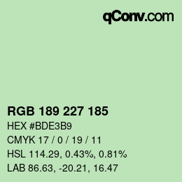 カラーコード: RGB 189 227 185 | qconv.com