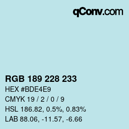 Código de color: RGB 189 228 233 | qconv.com