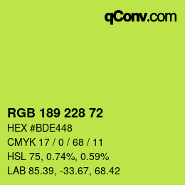 Color code: RGB 189 228 72 | qconv.com