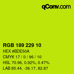 カラーコード: RGB 189 229 10 | qconv.com