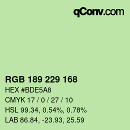 Color code: RGB 189 229 168 | qconv.com