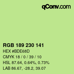 カラーコード: RGB 189 230 141 | qconv.com