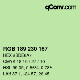 Color code: RGB 189 230 167 | qconv.com