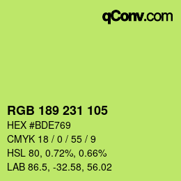 Color code: RGB 189 231 105 | qconv.com