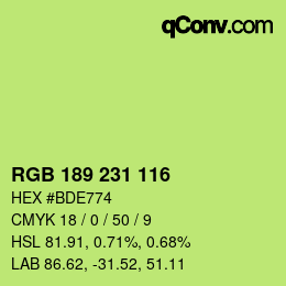 Color code: RGB 189 231 116 | qconv.com