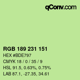 カラーコード: RGB 189 231 151 | qconv.com