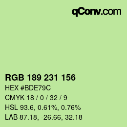 カラーコード: RGB 189 231 156 | qconv.com