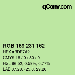 颜色代码: RGB 189 231 162 | qconv.com