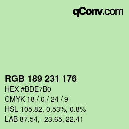Color code: RGB 189 231 176 | qconv.com