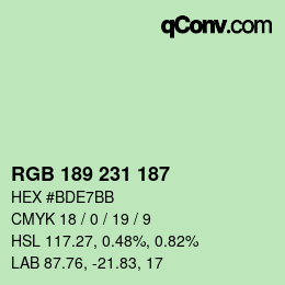 Color code: RGB 189 231 187 | qconv.com