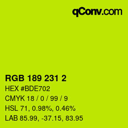 カラーコード: RGB 189 231 2 | qconv.com