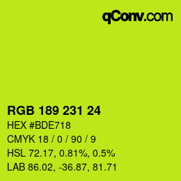 颜色代码: RGB 189 231 24 | qconv.com