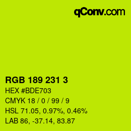 カラーコード: RGB 189 231 3 | qconv.com