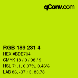 颜色代码: RGB 189 231 4 | qconv.com