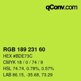 颜色代码: RGB 189 231 60 | qconv.com