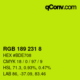 Color code: RGB 189 231 8 | qconv.com