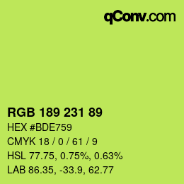 Color code: RGB 189 231 89 | qconv.com