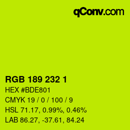 カラーコード: RGB 189 232 1 | qconv.com