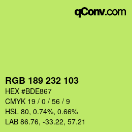 カラーコード: RGB 189 232 103 | qconv.com