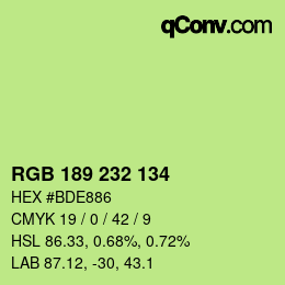 Color code: RGB 189 232 134 | qconv.com