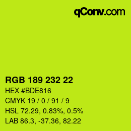 カラーコード: RGB 189 232 22 | qconv.com
