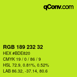 カラーコード: RGB 189 232 32 | qconv.com
