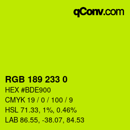 カラーコード: RGB 189 233 0 | qconv.com