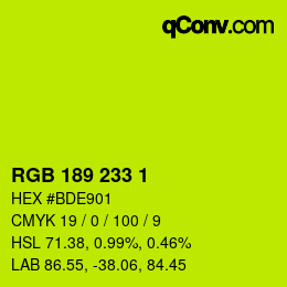 Color code: RGB 189 233 1 | qconv.com