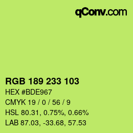 Color code: RGB 189 233 103 | qconv.com