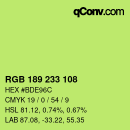 Color code: RGB 189 233 108 | qconv.com